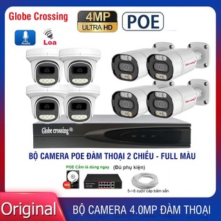 Bộ camera giám sát ip poe 4.0mp, đàm thoại 2 chiều, có màu ban đêm - bộ camera, cắm dây là dùng - bh 24 tháng