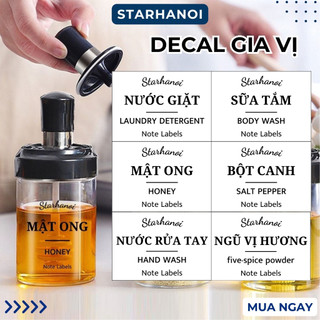 Decal Nhãn Gia Vị Trong Suốt Starhanoi Tem Dính Ghi Chú Dầu Gội Phòng Tắm Nhà Bếp