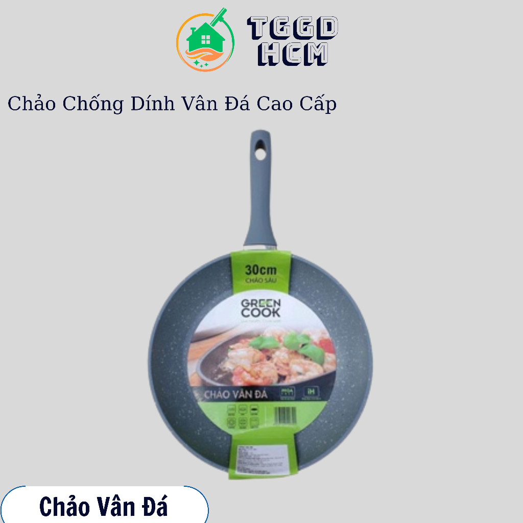 chảo chống dính vân đá greencook dùng được cho bếp từ