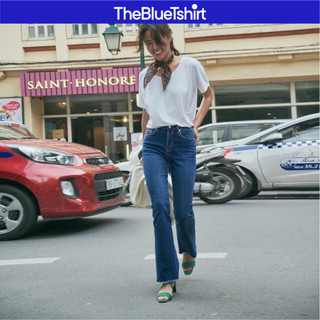 TheBlueTshirt - Quần Jeans Ống Loe Nữ Xanh Đậm - Edgy Flare Jeans - Elastic Blue