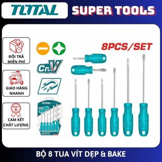 Đồ nghề total bộ 8 tua vít dẹp và bake thtdc250801