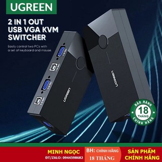 Bộ chuyển tín hiệu vga 2 máy tính dùng 1 màn hình kvm switch usb ugreen 30357 - hàng chính hãng