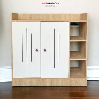 Tủ giày gỗ cửa trắng thông minh hiện đại kệ giày kệ gỗ chất liệu MDF cao cấp 80x80x30cm