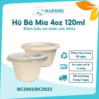Combo 100 hũ bã mía 120ml, 4oz đựng sốt, trân châu....mang đi