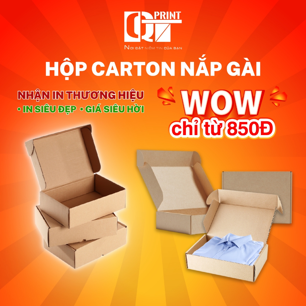 [Combo 50] Hộp Carton Nắp Gài Đóng Hàng Đựng Quần Áo, Mỹ Phẩm, Quà Tặng, Đầy Đủ Kích Thước - Bao Bì QT