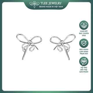 Khuyên tai bạc nữ tlee nơ dáng kẹp cá tính tleejewelry b0509