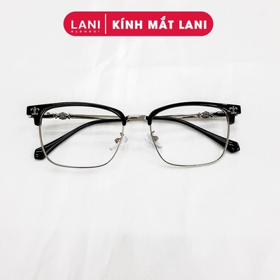 Gọng kính cận nam nữ LANI dáng vuông kim loại cứng cáp 9372 - lắp mắt cận có độ theo yêu cầu