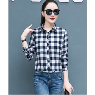 Áo sơ mi nữ thiết kế kẻ caro màu trẻ trung sm68