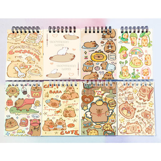 Sổ lò xo mini chuột lang nước capybara hoa cúc LXD21 A7 100 trangsổ note dễ thương