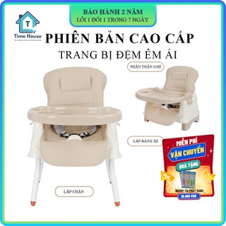 Ghế ăn dặm cao cấp tiện lợi gấp gọn có 3 chế độ cho bé, tặng thước đo chiều cao