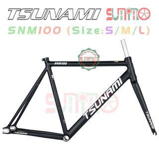  Khung xe đạp fixed gear TSUNAMI SNM100 màu đen chữ trắng 