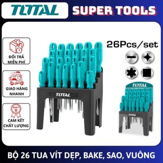 Đồ nghề total bộ 26 tua vít dẹp, bake, sao, vuông thtdc252601