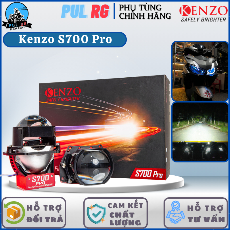 Đèn pha led bi cầu KENZO S700 PRO hàng chính hãng tản nhiệt 3 lớp - bảo hành 2 năm