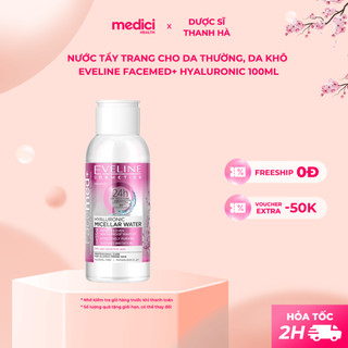 Nước tẩy trang Eveline Facemed+ Hyaluronic dưỡng ẩm da 100ml
