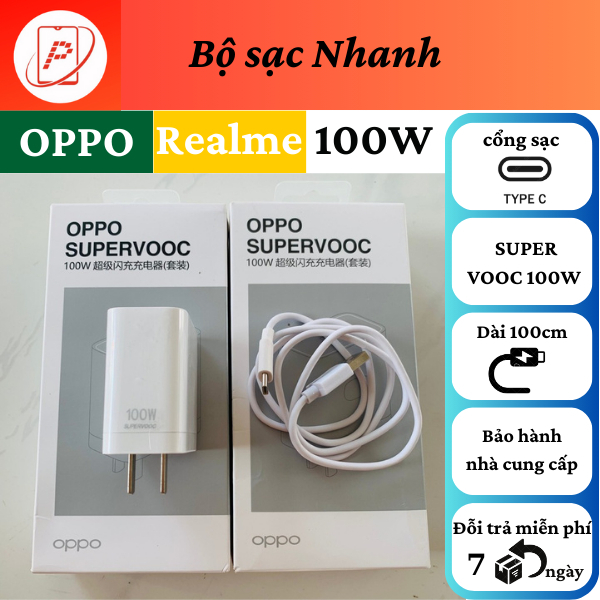 Bộ sạc nhanh SUPER VOOC 100W OPPO,Realme cổng USB to Type C