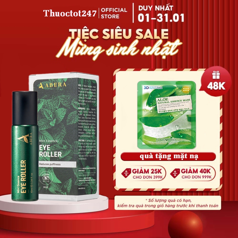 Thanh Lăn Bọng Mắt Abera 10ML - Làm Dịu Vùng Da Quanh Mắt, Giảm Bọng Mắt, Quầng Thâm Và Nếp Nhăn