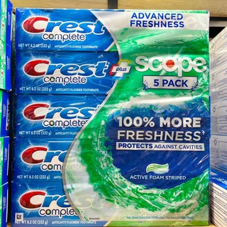 Kem Đánh Răng Crest Complete Plus Scope Advanced Active Foam Toothpaste 232g