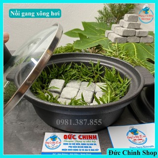 Nồi gang xông hơi, nồi gang vung kính | Nồi gang chế biến các món ăn từ đá xông hơi