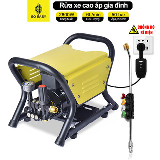 Máy rửa xe lõi toàn đồng áp lực cao gia đình cao áp mini, có chỉnh áp, soeasy 3500w se006y dây cao áp dài 15m