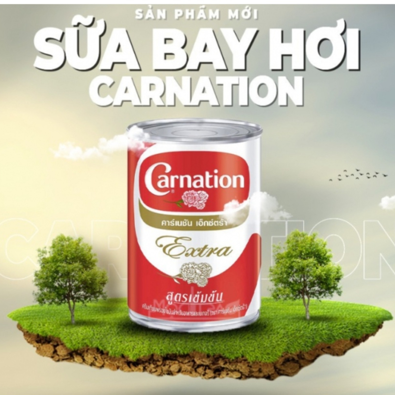 Sữa nước béo Carnation ( sữa ba bông; Sữa Béo Thái Lan )Thái Lan 385gr