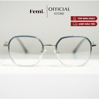 Gọng kính cận vuông femi cao cấp sẵn tròng 0 độ ngăn ánh sáng xanh