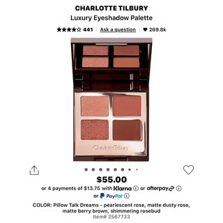 [SALE 55%] Bảng phấn Charlotte Tilbury in Pillow Talk Dreams $55