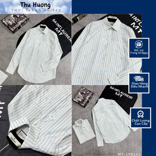 Áo Sơ Mi Gu Cì Kẻ Sọc Xanh Đơn Giản, Áo G.c Màu Bee Hàng Chuẩn Scap 1-1 Hottrend Cho Nam Nữ New 2024