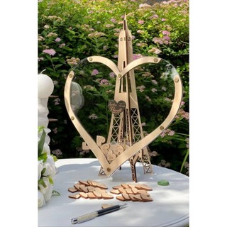 Khung rót cát trang trí đám cưới, phụ kiện dùng cho đám hỏi, quà cưới cô dâu chú rể,wooden guest book|titaro