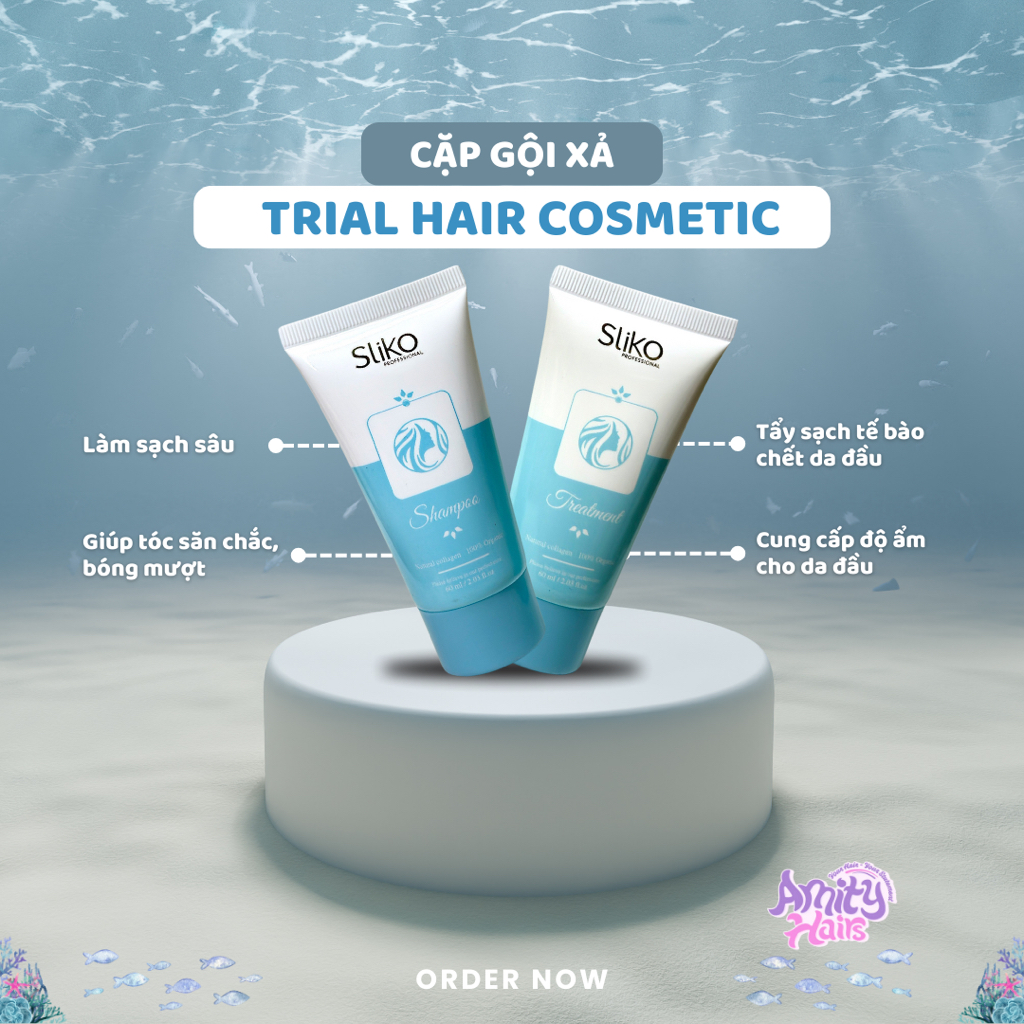[HÀNG TEST] Combo Dầu Gội, Dầu Xả SLIKO TRIAL nhỏ gọn tiện lợi dùng đi du lịch 60ml Hương nước hoa