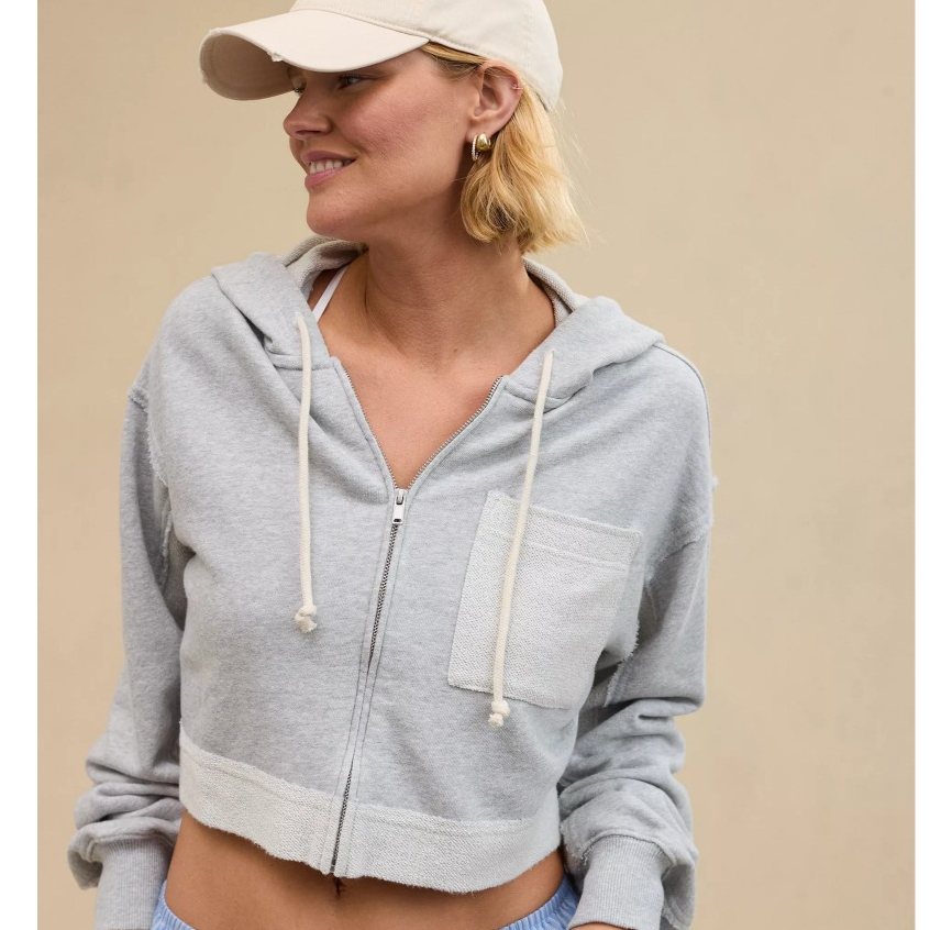 Áo khoác nữ Aerie Cropped Fleece