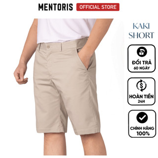 Quần Short nam KaKi MENTORIS Cao Cấp, Chất vải mềm mại, hoa tiết caro in chìm sang trọng MKS202R