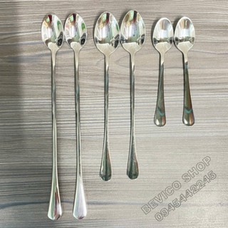 Muỗng cà phê inox cán dài, 3 size: 23.5cm | 19.5cm | 12.5cm