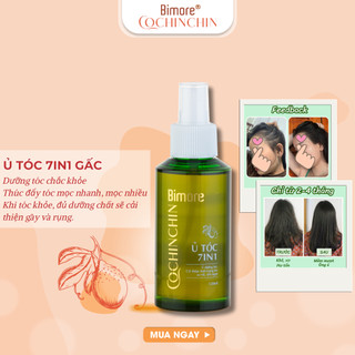 Hỗn hợp dầu ủ tóc 7in1 Gấc Bimore chứa 7 loại dầu giúp dưỡng tóc mọc nhanh dài, chắc khỏe, giảm gãy rụng chai 120ml