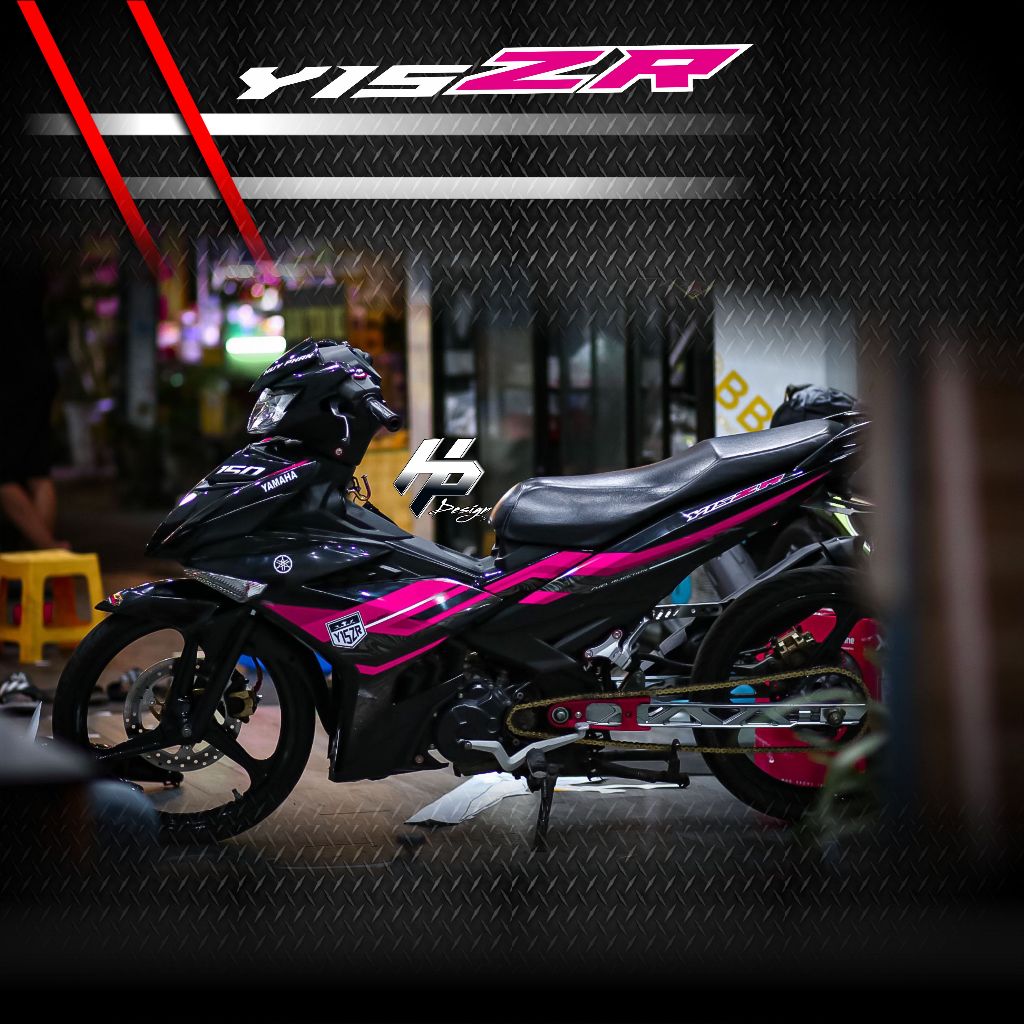 Tem y15zr đen hồng dán cho xe exciter 150 màu đen đẹp,in decal trắng 3 lớp không bay màu