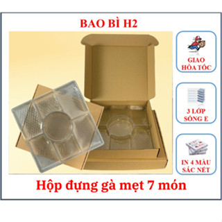  Hộp mẹt gà 7 món  10 hộp và 10 khay nhựa  Hộp Đựng Đồ Ăn 7 Ngăn Hộp Mẹt Gà Nắp Gài Hàng Cứng Cáp Giá Rẻ 