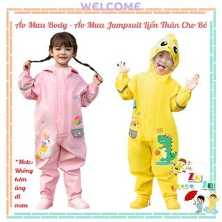 Áo mưa body, áo mưa jumpsuit liền thân xinh xắn đáng yêu cho bé chất liệu oxford - áo mưa trẻ em cao cấp