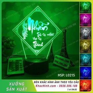 Đèn Led 3D trang trí Thư Pháp chữ NHẪN – Đèn tranh thư pháp Tiểu Sự Nhẫn Đại Sự Thành led đổi màu