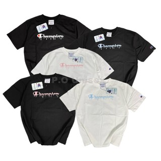 Áo thun Champion Unisex tay lỡ nam nữ Logo in chữ chảy màu Phong Shop