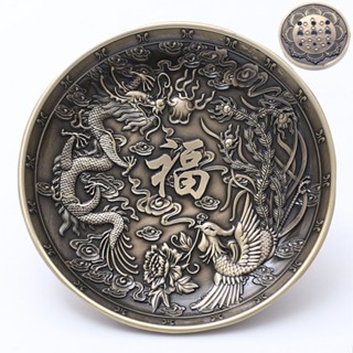    Đã Khai Quang  Đĩa xin đài Âm Dương khắc Long Phụng Ngũ Phúc cực đẹp tặng kèm 2 đồng xu 