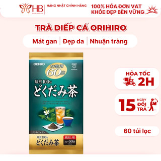 Trà diếp cá Orihiro Nhật Bản, giúp mát gan, thải độc, làm đẹp da 60 túi lọc, Dokudami tea giảm táo bón, hạn chế mụn nhọt