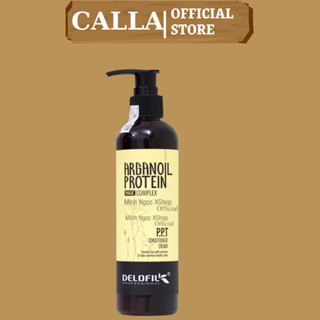 Kem dưỡng xả khô PPT Delofil Arganoil Protein 260ML tạo kiểu giữ nếp tóc xoăn phục hồi hư tổn