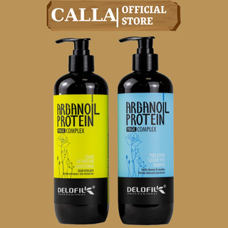 Dầu gội xả Delofil Arganoil Protein 500ML * 2 dưỡng ẩm phục hồi tóc khô sơ hư tổn siêu mềm mượt