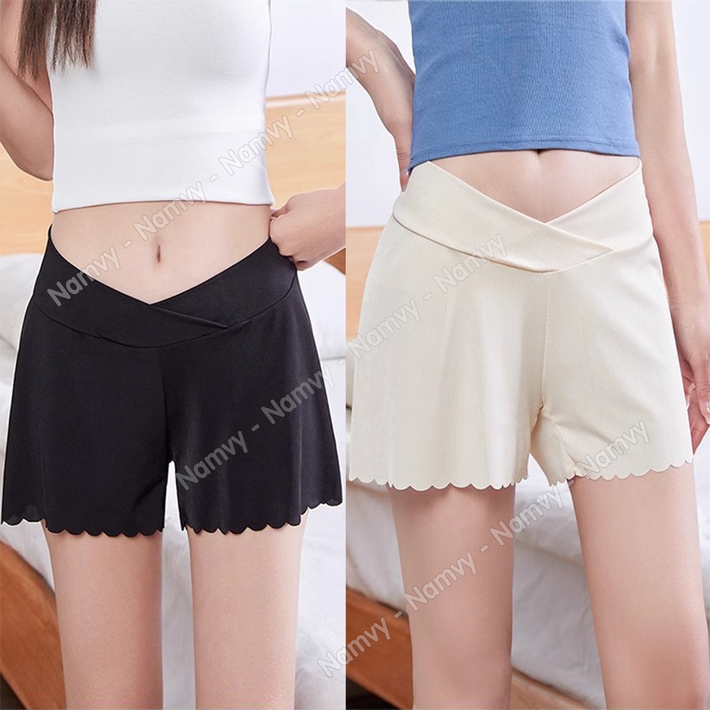 Quần đùi bầu mặc nhà, mặc trong váy cạp chéo tăm lạnh mịn mát