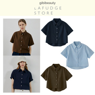 Áo sơ mi croptop lafudge linen crop short sleeve shirt