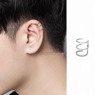 Khuyên kẹp tai không cần xỏ lỗ titan 3 thanh tròn