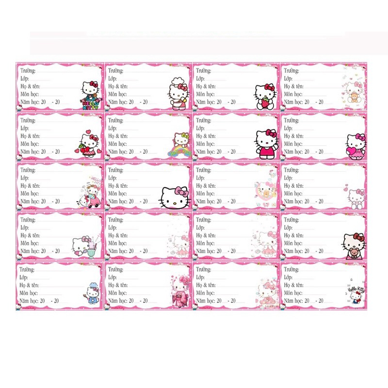Nhãn vở hello kitty 140 nhãn khác nhau/ nhãn dán mèo kitty dễ thương