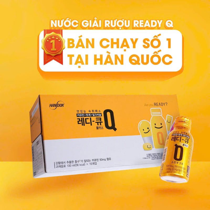    Date 1 2027  Nước Uống Giải Rượu Bia ReadyQ  Số 1 Tại Hàn Quốc hộp 10 chai x 100ml 