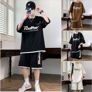 Bộ cộc unisex thể thao. bộ cộc cotton in chữ nổi . bộ unisex lỡ tay
