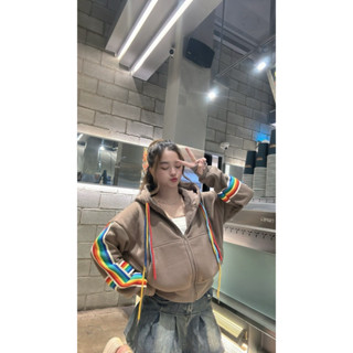 ÁO KHOÁC NỈ DỆT DÂY CẦU VỒNG 6 TÚI có kéo khoá + bo thun xỏ ngón tay + nón siêu to + kéo khoá cao  size từ 38kg-65kg