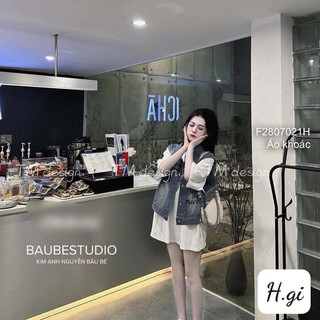 Áo khoác jean croptop phối túi hộp, áo khoác khỉ VIENS STORE